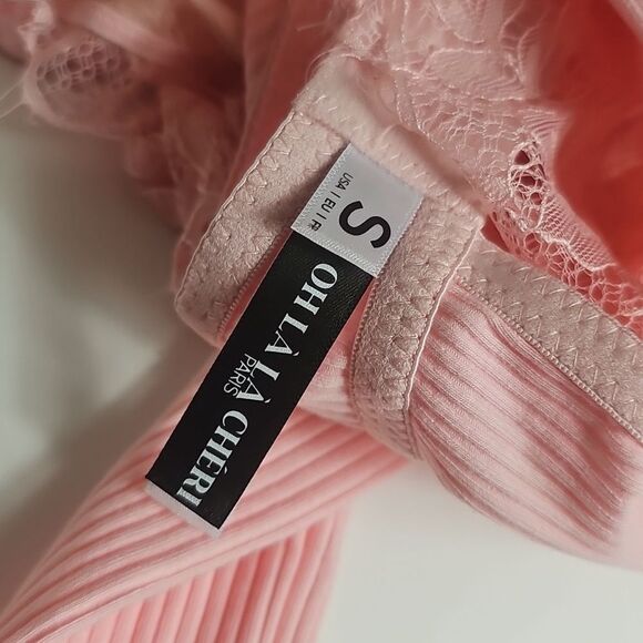 NWT Oh La La CheriRibbed Knit and Eyelash Lace Teddy Lingerie Bodysuit Size S - Picture 8 of 8